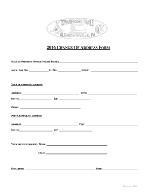 2016 Change of Address Form