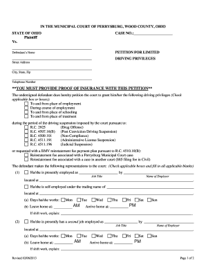 Petition for Limited Driving Privileges