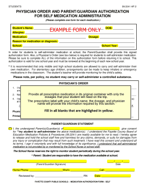 Fayette County Self Medication Authorization Form