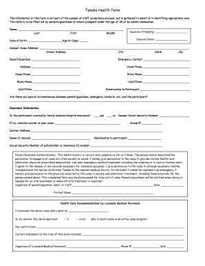 Tanako Health Form
