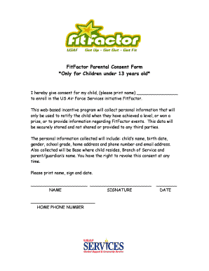 FitFactor Parental Consent Form