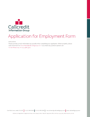 Callcredit Employment Application Form