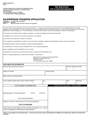 Michigan Salesperson Transfer Application