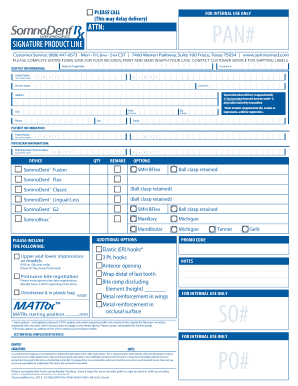 SomnoMed Dental Device Order Form