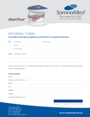 SomnoMed Sleep Apnoea Appliance Referral Form