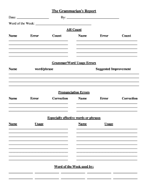Grammar Report Form