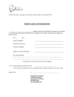 Credit Card Authorization Form