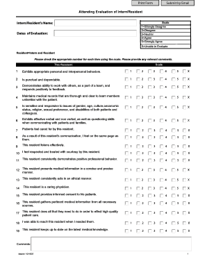 Intern Resident Evaluation Form