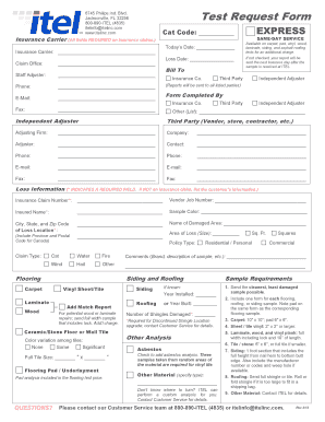 Insurance Claim Test Request Form