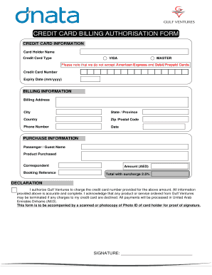 Credit Card Billing Authorization Form
