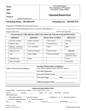 Ultrasound Request Form