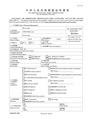 China Visa Application Form
