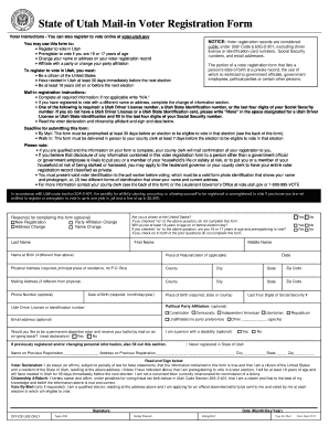 Utah Mail-in Voter Registration Form