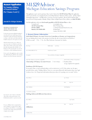 Michigan 529 Advisor Plan Account Application