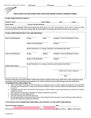 Prescription Medication Consent Form
