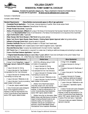 Volusia County Residential Permit Submittal Checklist