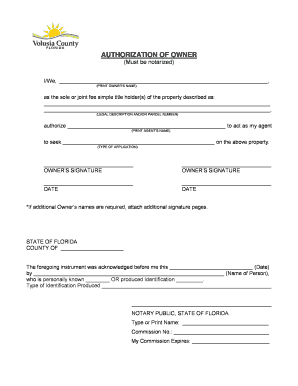 Authorization of Owner Form