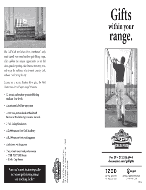 Golf Club at Chelsea Piers Gift Card Order Form