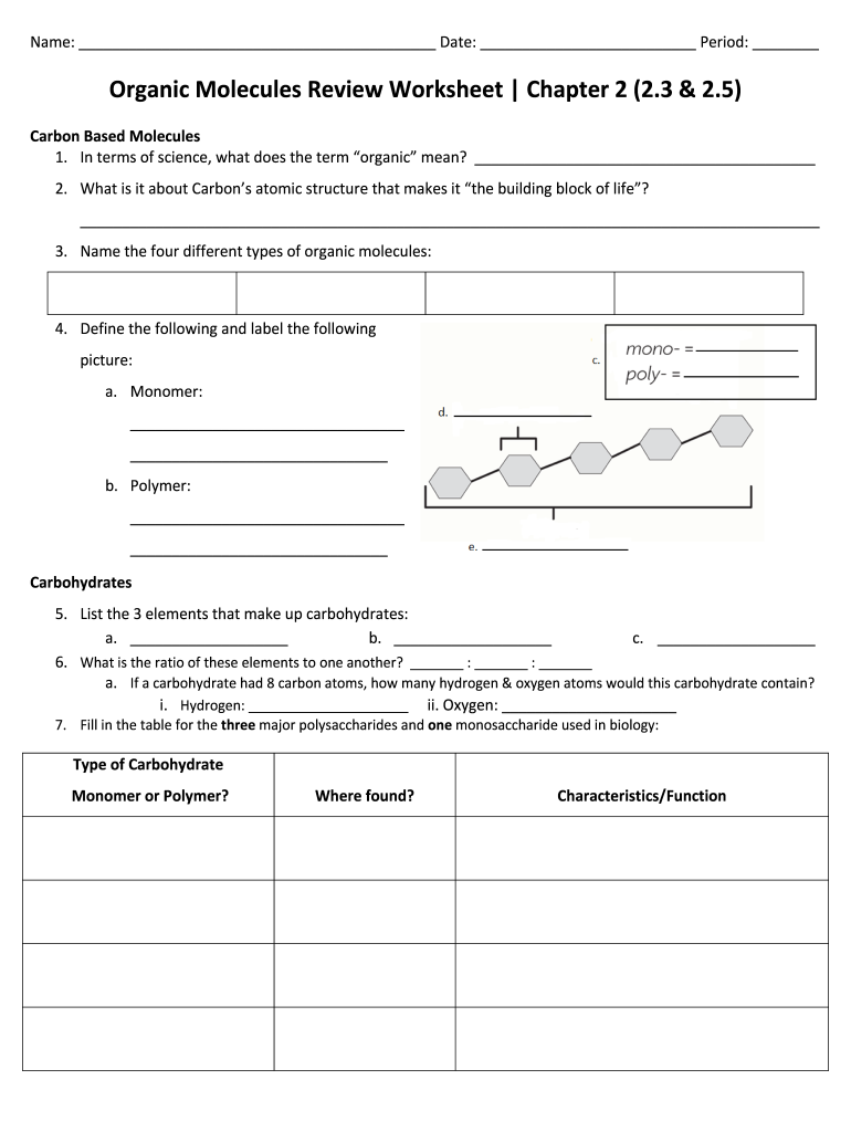 Organic molecules review worksheet: Fill out & sign online | DocHub