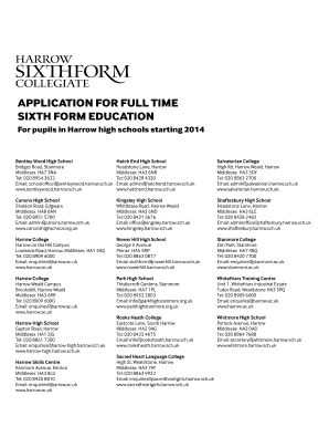 Harrow Sixth Form Application Form