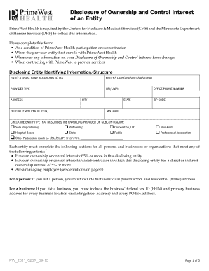 Disclosure of Ownership and Control Interest Form