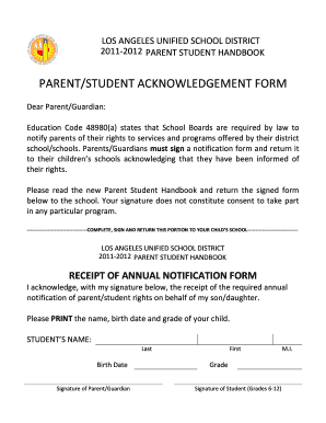 Los Angeles Unified School District Parent Student Handbook