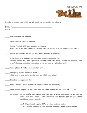 Florida Student Registration Form