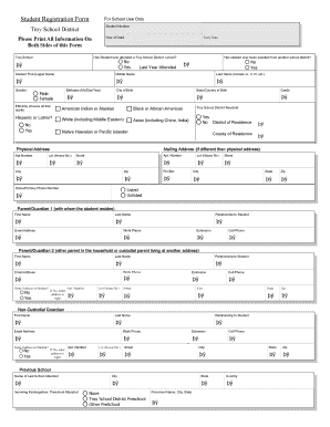 Troy School District Student Registration Form