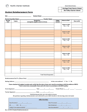 Student Reimbursement Form