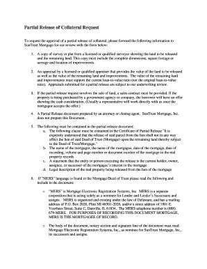 Partial Release of Collateral Request Form