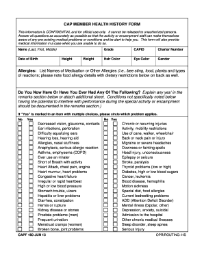 CAP Member Health History Form