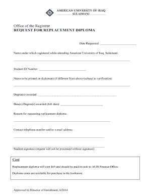 Replacement Diploma Form - auisedukrd - auis edu