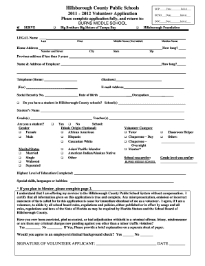 Hillsborough County Public Schools Volunteer Application