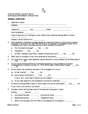 Mortgage Impairment Application