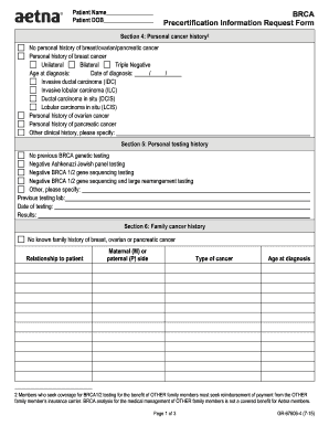 BRCA Precertification Information Request Form