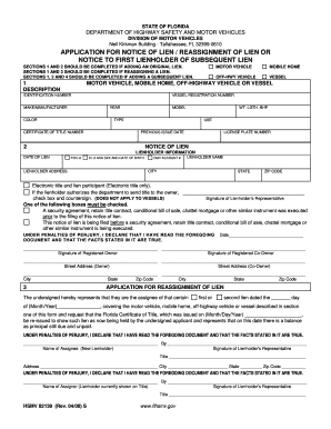 Florida Notice of Lien Reassignment Form