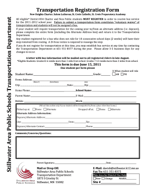 Transportation Registration Form