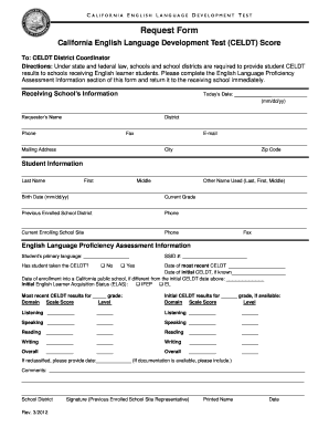 California CELDT Score Request Form