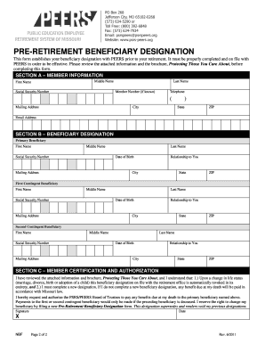 PEERS Pre-Retirement Beneficiary Designation Form