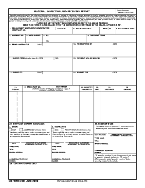 DD Form 250 Material Inspection and Receiving Report