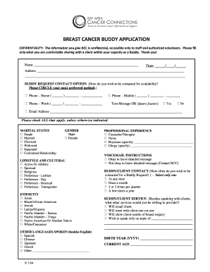 Breast Cancer Buddy Application Form