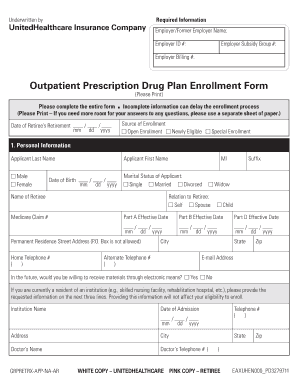 UnitedHealthcare Outpatient Prescription Drug Plan Enrollment Form