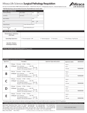 Miraca Life Sciences Surgical Pathology Requisition