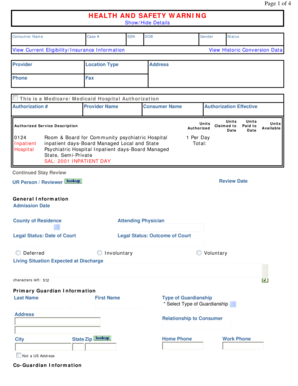 Medicare/Medicaid Hospital Authorization Form