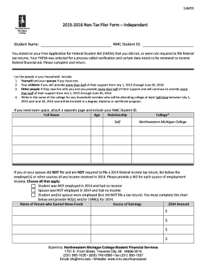 2015-2016 Non-Tax Filer Form