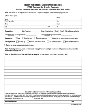 Michigan FOIA Request for Public Records
