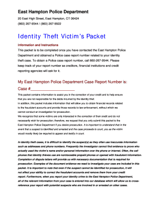 Sample police report for identity theft - Town of East Hampton, CT - Police Department - easthamptonct