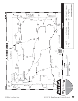 Wyoming Road Map Worksheet