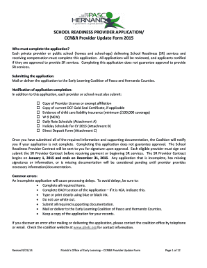 School Readiness Provider Application