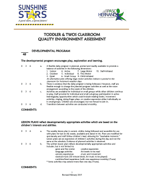 Toddler and Twos Classroom Quality Environment Assessment